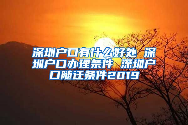 深圳户口有什么好处 深圳户口办理条件 深圳户口随迁条件2019