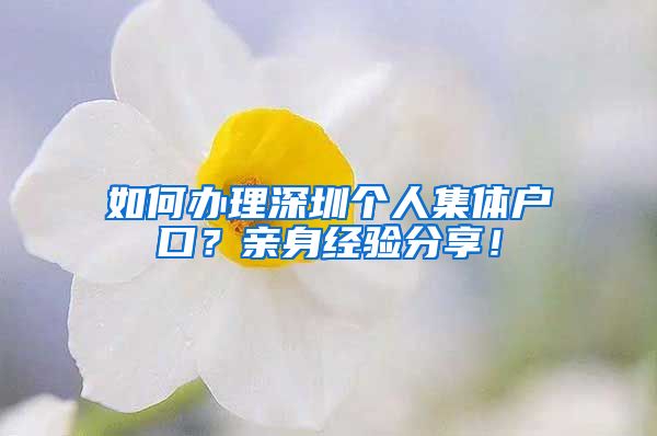如何办理深圳个人集体户口？亲身经验分享！