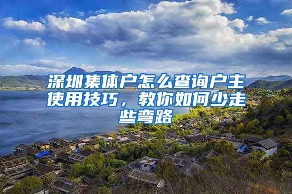 深圳集体户怎么查询户主使用技巧，教你如何少走些弯路