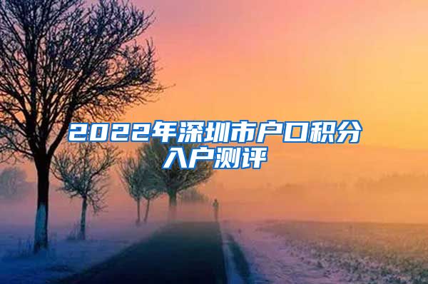 2022年深圳市户口积分入户测评