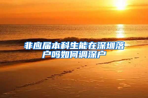 非应届本科生能在深圳落户吗如何调深户