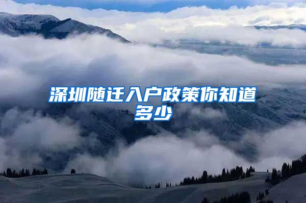 深圳随迁入户政策你知道多少