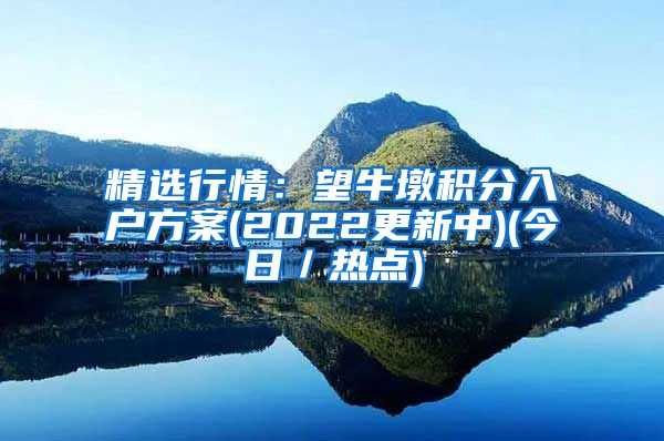 精选行情：望牛墩积分入户方案(2022更新中)(今日／热点)