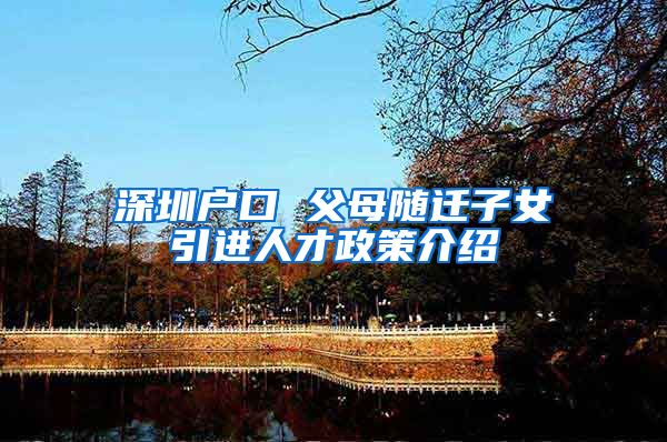 深圳户口 父母随迁子女引进人才政策介绍