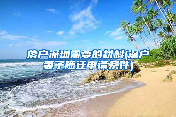 落户深圳需要的材料(深户妻子随迁申请条件)