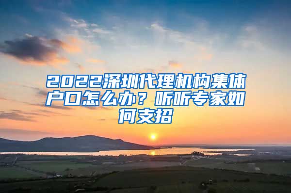 2022深圳代理机构集体户口怎么办？听听专家如何支招