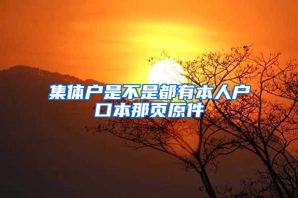 集体户是不是都有本人户口本那页原件