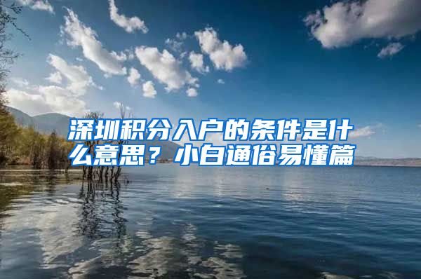 深圳积分入户的条件是什么意思？小白通俗易懂篇