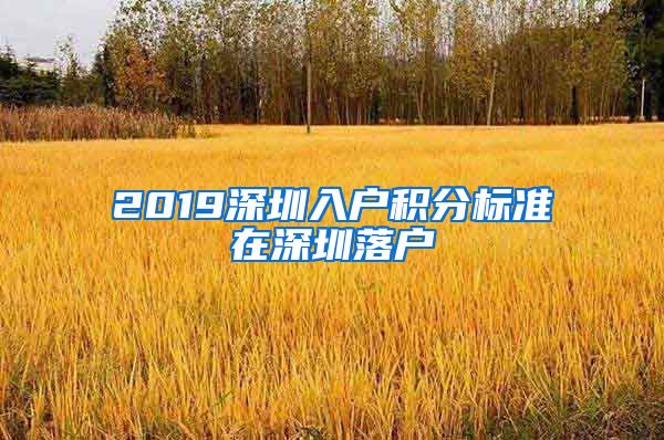 2019深圳入户积分标准在深圳落户