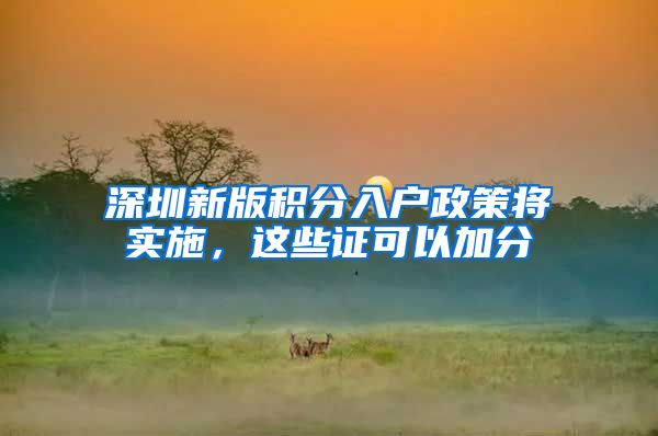 深圳新版积分入户政策将实施，这些证可以加分