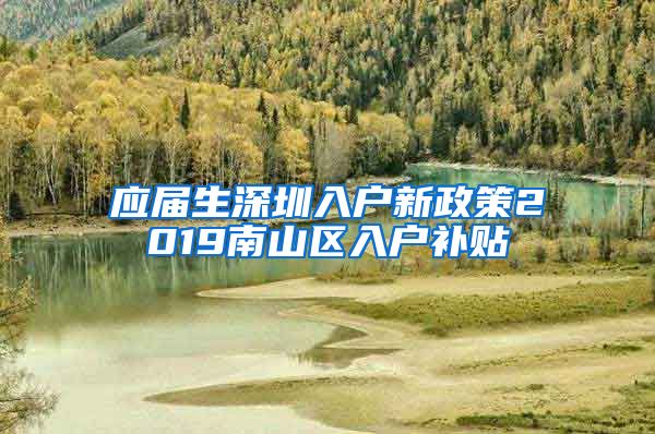 应届生深圳入户新政策2019南山区入户补贴