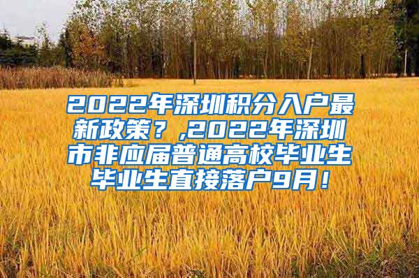 2022年深圳积分入户最新政策？,2022年深圳市非应届普通高校毕业生毕业生直接落户9月！