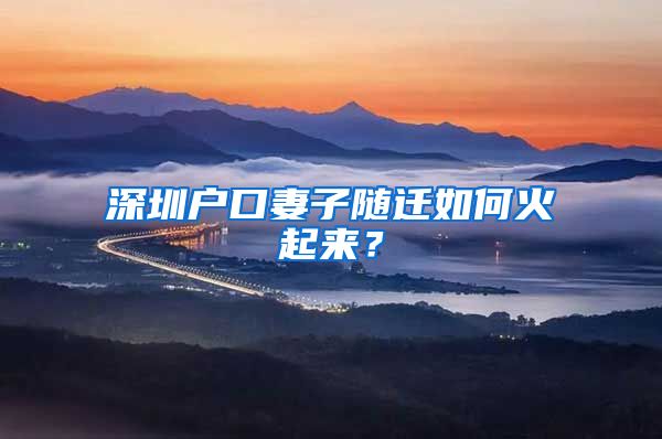 深圳户口妻子随迁如何火起来？