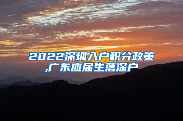 2022深圳入户积分政策,广东应届生落深户