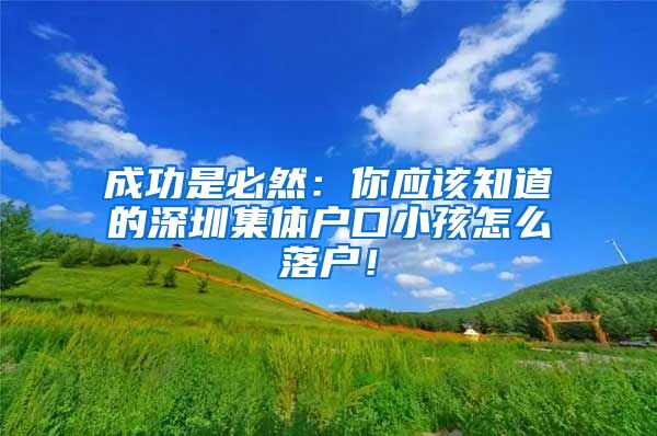 成功是必然：你应该知道的深圳集体户口小孩怎么落户！