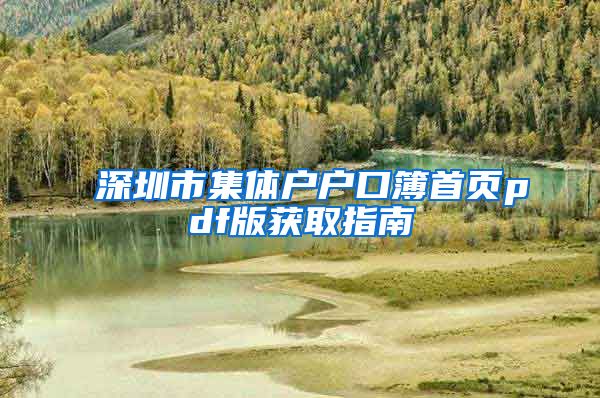 深圳市集体户户口簿首页pdf版获取指南