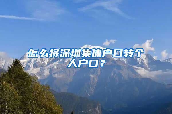 怎么将深圳集体户口转个人户口？