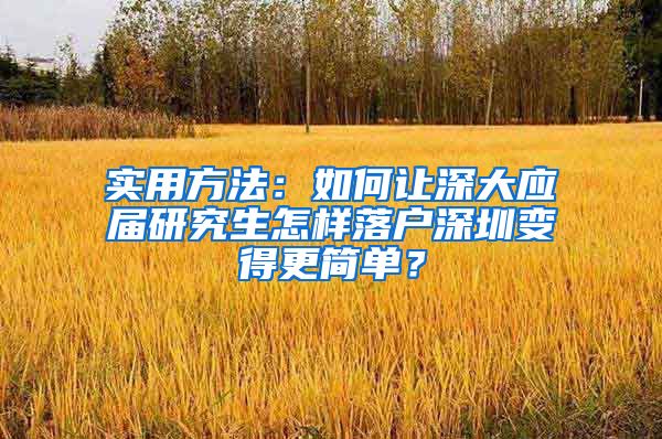 实用方法：如何让深大应届研究生怎样落户深圳变得更简单？