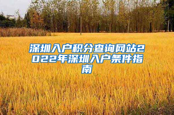 深圳入户积分查询网站2022年深圳入户条件指南