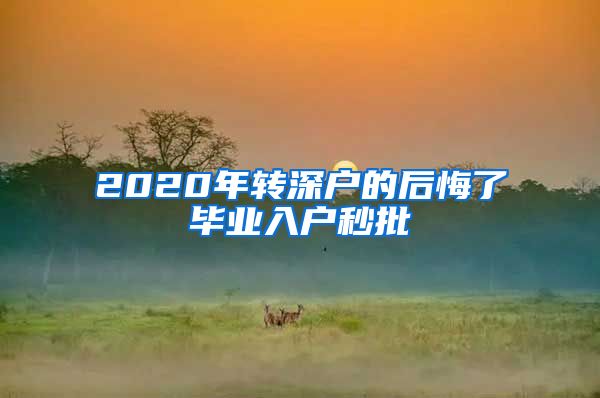 2020年转深户的后悔了毕业入户秒批