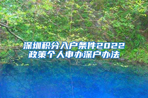 深圳积分入户条件2022政策个人申办深户办法