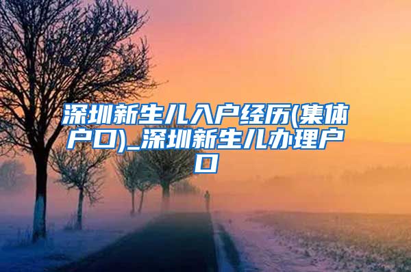 深圳新生儿入户经历(集体户口)_深圳新生儿办理户口