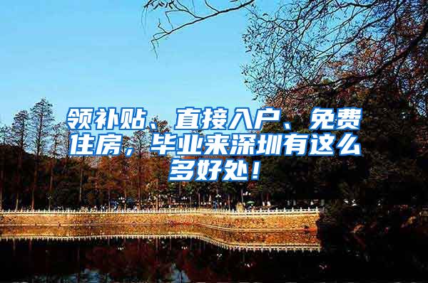 领补贴、直接入户、免费住房，毕业来深圳有这么多好处！