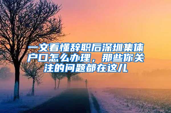一文看懂辞职后深圳集体户口怎么办理，那些你关注的问题都在这儿