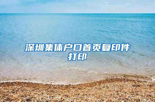 深圳集体户口首页复印件打印