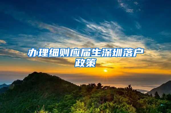 办理细则应届生深圳落户政策