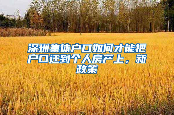 深圳集体户口如何才能把户口迁到个人房产上，新政策