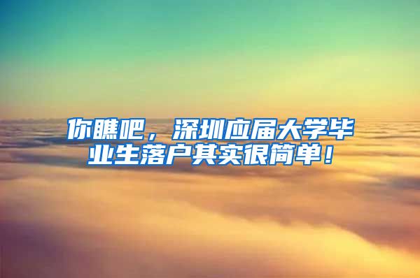 你瞧吧，深圳应届大学毕业生落户其实很简单！