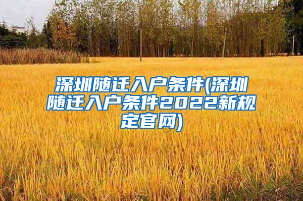深圳随迁入户条件(深圳随迁入户条件2022新规定官网)