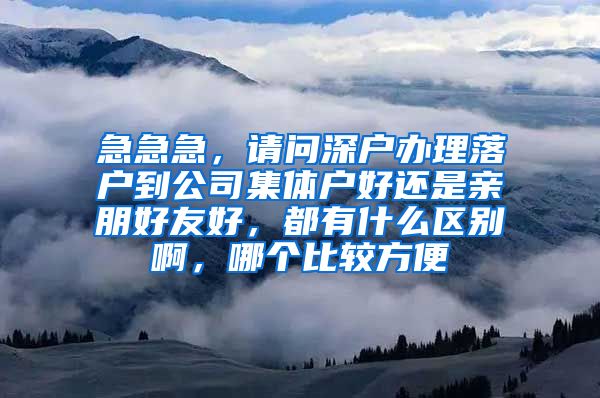 急急急，请问深户办理落户到公司集体户好还是亲朋好友好，都有什么区别啊，哪个比较方便