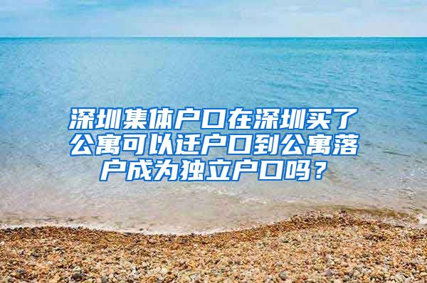 深圳集体户口在深圳买了公寓可以迁户口到公寓落户成为独立户口吗？
