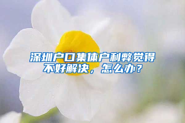 深圳户口集体户利弊觉得不好解决，怎么办？