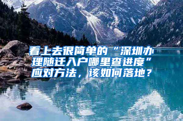 看上去很简单的“深圳办理随迁入户哪里查进度”应对方法，该如何落地？