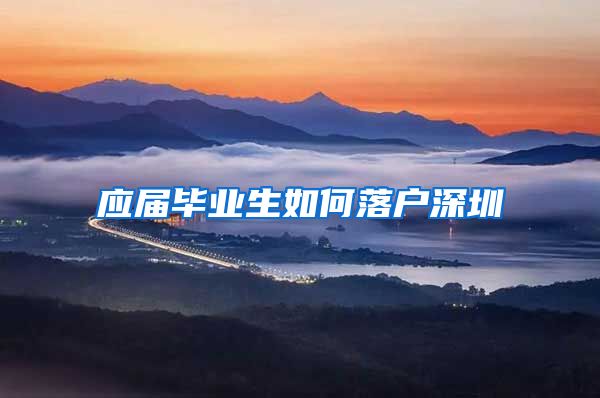 应届毕业生如何落户深圳