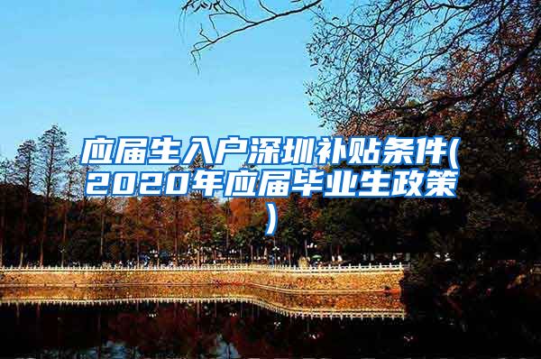 应届生入户深圳补贴条件(2020年应届毕业生政策)