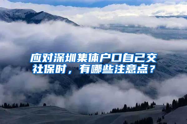 应对深圳集体户口自己交社保时，有哪些注意点？