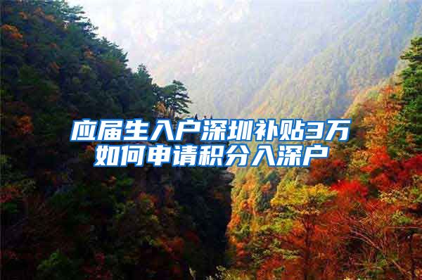 应届生入户深圳补贴3万如何申请积分入深户