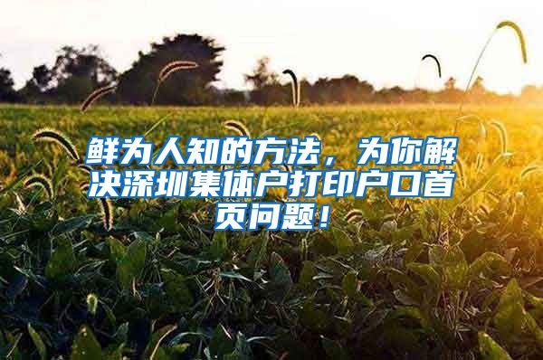 鲜为人知的方法，为你解决深圳集体户打印户口首页问题！