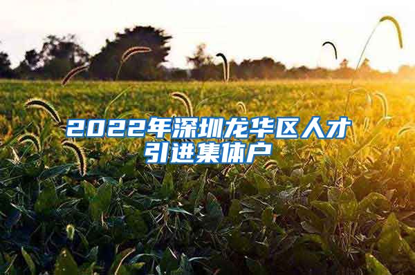 2022年深圳龙华区人才引进集体户