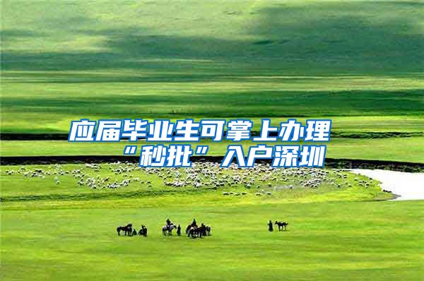 应届毕业生可掌上办理“秒批”入户深圳