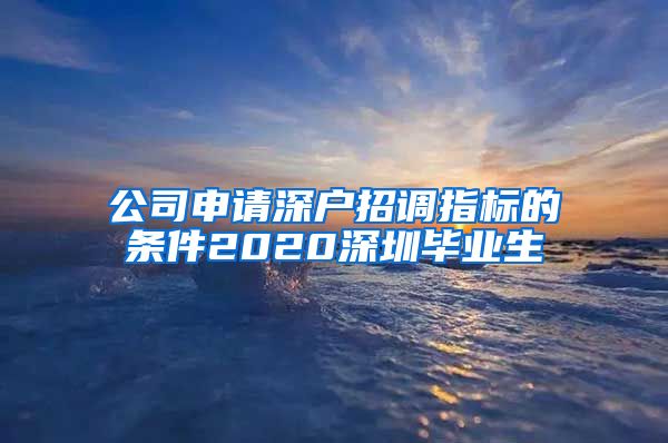 公司申请深户招调指标的条件2020深圳毕业生