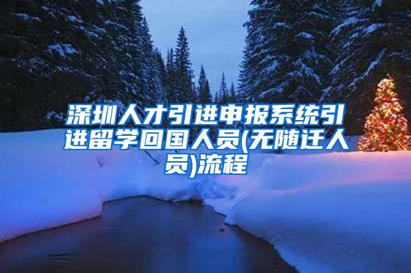 深圳人才引进申报系统引进留学回国人员(无随迁人员)流程