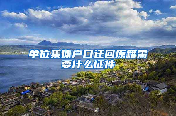 单位集体户口迁回原籍需要什么证件