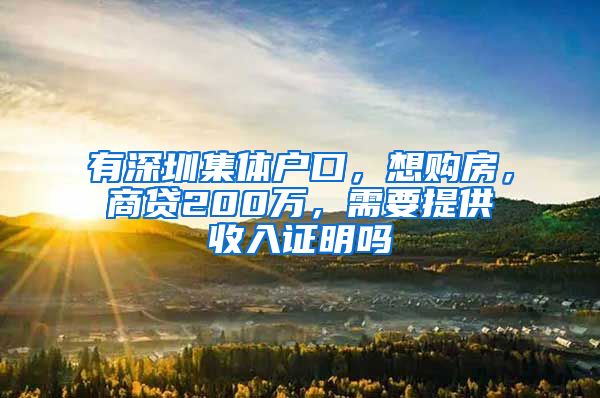 有深圳集体户口，想购房，商贷200万，需要提供收入证明吗