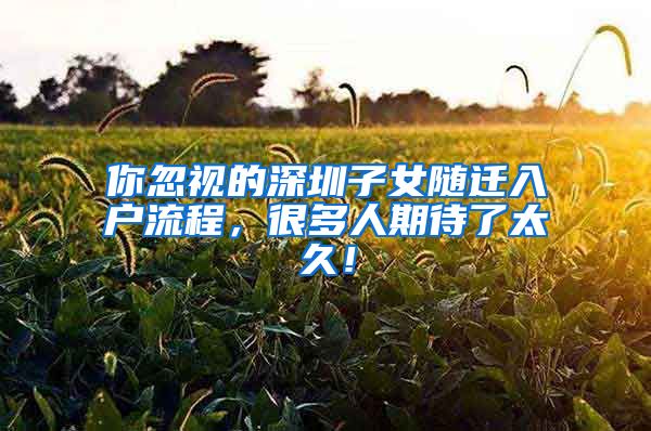 你忽视的深圳子女随迁入户流程，很多人期待了太久！