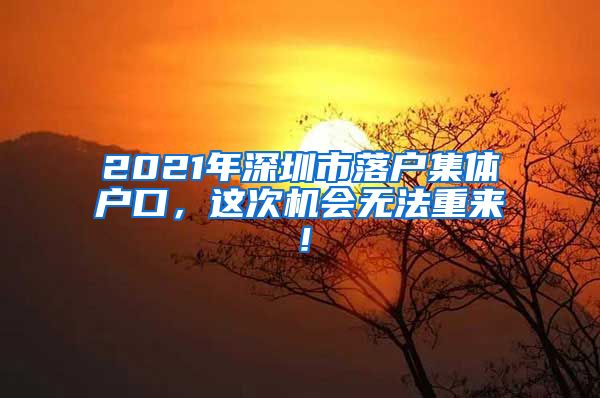 2021年深圳市落户集体户口，这次机会无法重来！